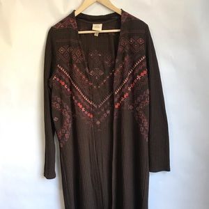 Knox Rose Brown Embroidered Duster Cardigan